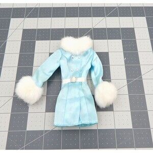 Barbie Doll Fashion Avenue Blue Party Dress Coat White Faux Fur Trimmed 1996